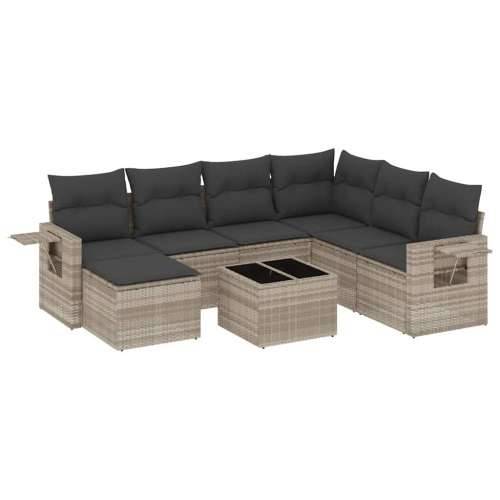 Vrtna garnitura - 8-dijelni set vrtnih sofa od poliratana s jastucima svjetlosivi - Svjetlosiva Bez stola 1 Cijena