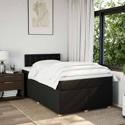 Krevet s oprugama i madracem crni 120 x 200cm od tkanine - Crna 120 x 200 cm gumbi Cijena