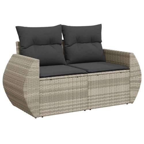 Vrtna garnitura - 11-dijelni set vrtnih sofa poliratan s jastucima svijetlosivi - Svjetlosiva 1 Sa stolom Cijena