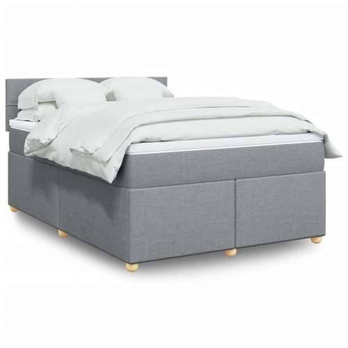Krevet s oprugama i madracem svjetlosivi 140x190 cm od tkanine - Svjetlosiva 140 x 190 cm Blok s kvadratima Cijena
