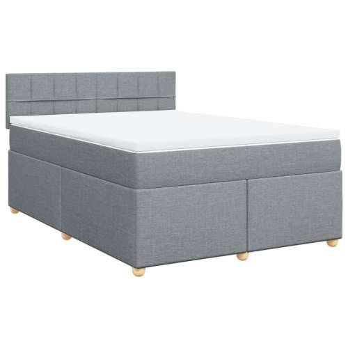 Krevet s oprugama i madracem svjetlosivi 140x190 cm od tkanine - Svjetlosiva 140 x 190 cm Blok s kvadratima Cijena