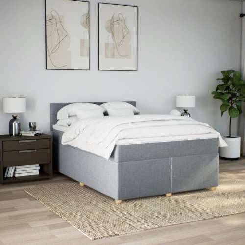 Krevet s oprugama i madracem svjetlosivi 140x190 cm od tkanine - Svjetlosiva 140 x 190 cm Blok s kvadratima Cijena