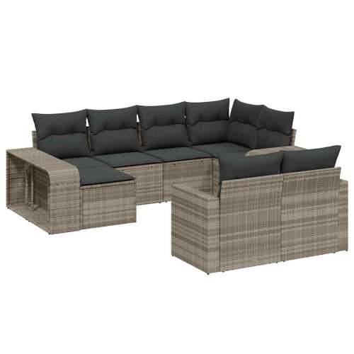 Vrtna garnitura - 10-dijelni set vrtnih sofa poliratan s jastucima svijetlosivi - Svjetlosiva 1 Cijena