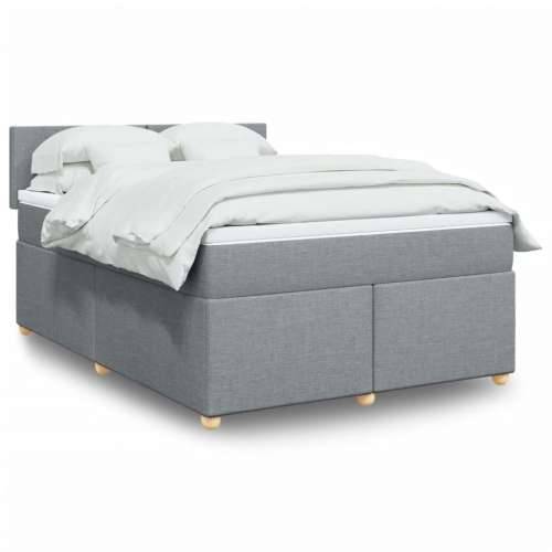 Krevet box spring s madracem svjetlosivi 140x200 cm od tkanine - Svjetlosiva 140 x 200 cm Gladak dizajn Cijena