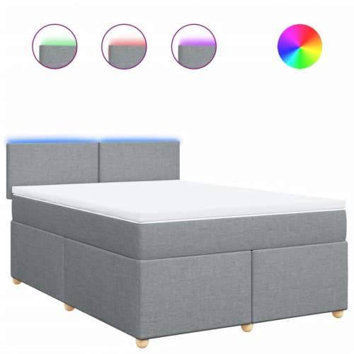 Krevet box spring s madracem svjetlosivi 140x200 cm od tkanine - Svjetlosiva 140 x 200 cm Gladak dizajn Cijena