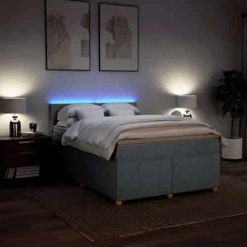 Krevet box spring s madracem svjetlosivi 140x200 cm od tkanine - Svjetlosiva 140 x 200 cm Gladak dizajn Cijena