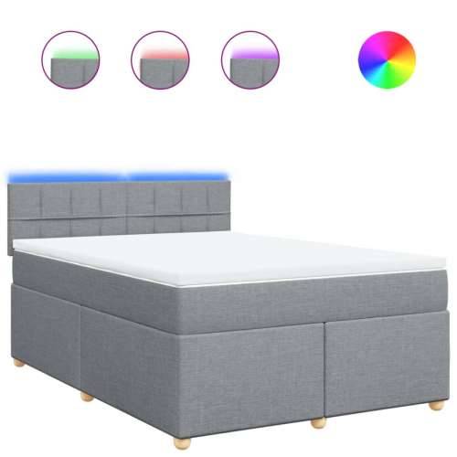 Krevet box spring s madracem svjetlosivi 140x200 cm od tkanine - Svjetlosiva 140 x 200 cm Blok s kvadratima Cijena