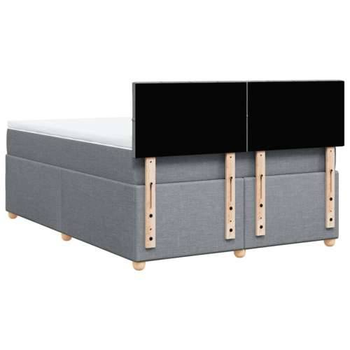 Krevet box spring s madracem svjetlosivi 140x200 cm od tkanine - Svjetlosiva 140 x 200 cm Blok s kvadratima Cijena