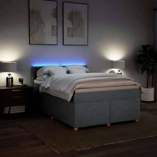 Krevet box spring s madracem svjetlosivi 140x200 cm od tkanine - Svjetlosiva 140 x 200 cm gumbi Cijena