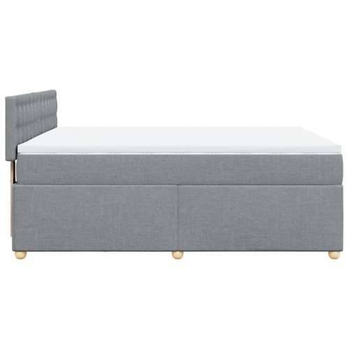 Krevet box spring s madracem svjetlosivi 140x200 cm od tkanine - Svjetlosiva 140 x 200 cm gumbi Cijena