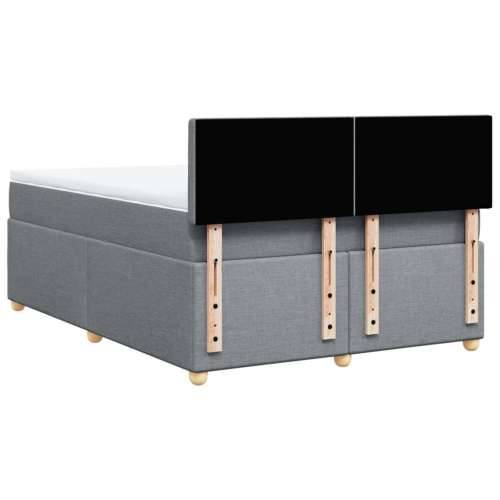 Krevet box spring s madracem svjetlosivi 140x200 cm od tkanine - Svjetlosiva 140 x 200 cm gumbi Cijena