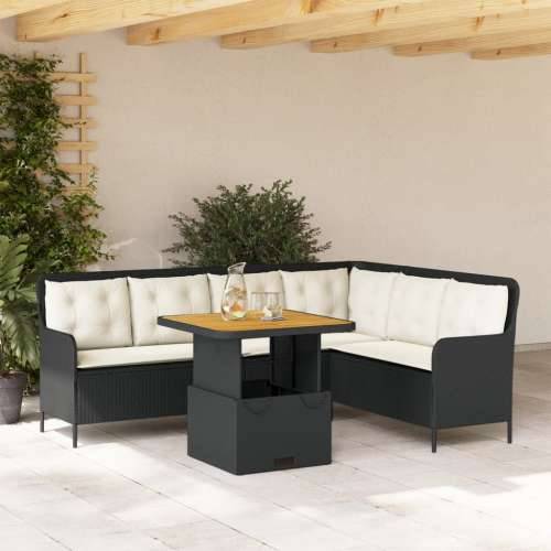 2-dijelna vrtna garnitura od poliratana s jastucima crna - Crna 80 x 80 x 40/71 cm 1 Cijena