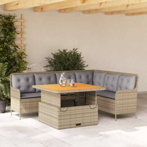 Vrtna garnitura - 2-dijelni set vrtnih sofa od poliratana s jastucima bež - bež i siva 110 x 110 x 40/71 cm 1 Cijena