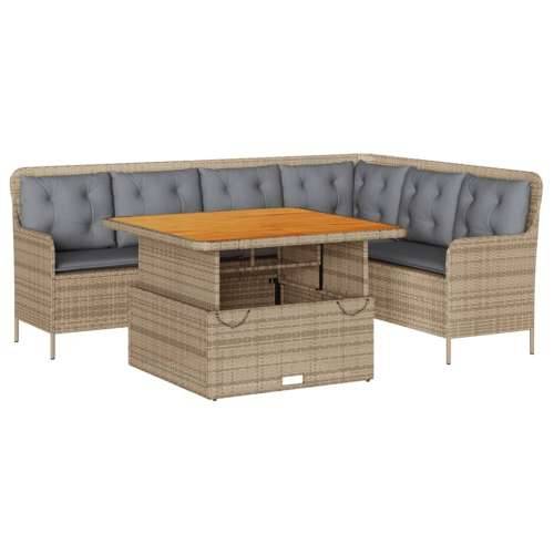 Vrtna garnitura - 2-dijelni set vrtnih sofa od poliratana s jastucima bež - bež i siva 110 x 110 x 40/71 cm 1 Cijena
