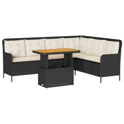 2-dijelna vrtna garnitura od poliratana s jastucima crna - Crna 90 x 55 x 40/71 cm 1 Cijena