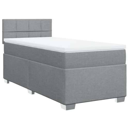 Okvir kreveta s oprugama i madrac svjetlosivi 90x200cm tkanina - Svjetlosiva 90 x 200 cm Blok s kvadratima Cijena