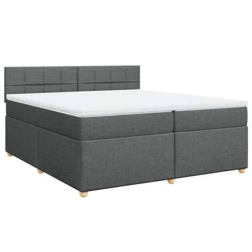Krevet s oprugama i madracem tamnosivi 200 x 200 cm od tkanine - Tamno siva 200 x 200 cm Blok s kvadratima Cijena