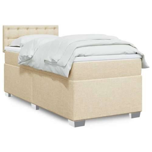 Krevet s oprugama i madracem krem 90 x 200 cm od tkanine - Krema 90 x 200 cm gumbi Cijena