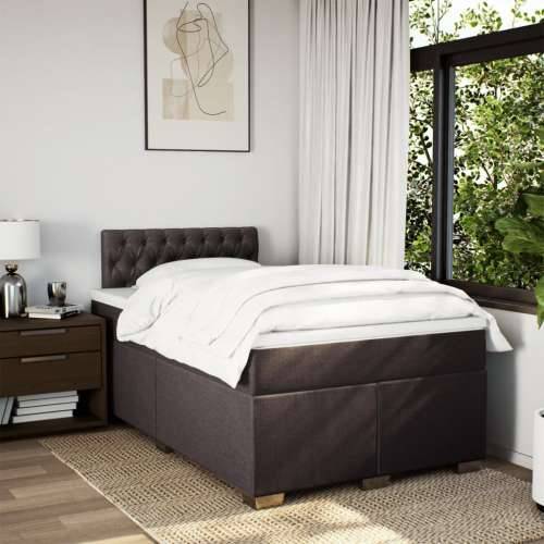 Krevet box spring s madracem tamnosmeđi 120 x 190 cm od tkanine - Tamno smeđa 120 x 190 cm Dizajn s gumbima Cijena