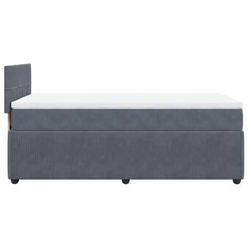 Box spring krevet s madracem tamnosivi 90x190 cm baršunasti - Tamno siva 90 x 190 cm Blok s kvadratima Cijena