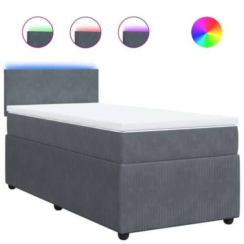 Box spring krevet s madracem tamnosivi 90x200 cm baršunasti - Tamno siva 90 x 200 cm Gladak dizajn Cijena