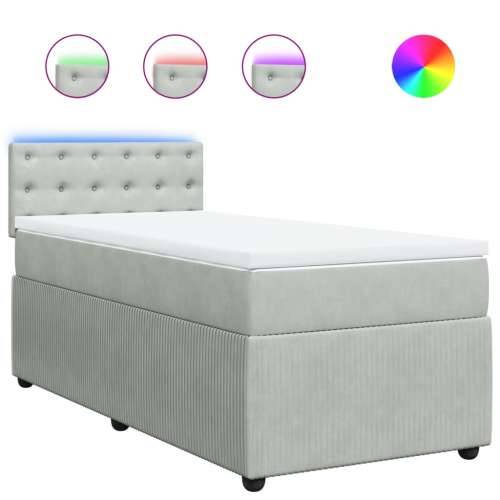 Box spring krevet s madracem svjetlosivi 90x190 cm baršunasti - Svjetlosiva 90 x 200 cm gumbi Cijena