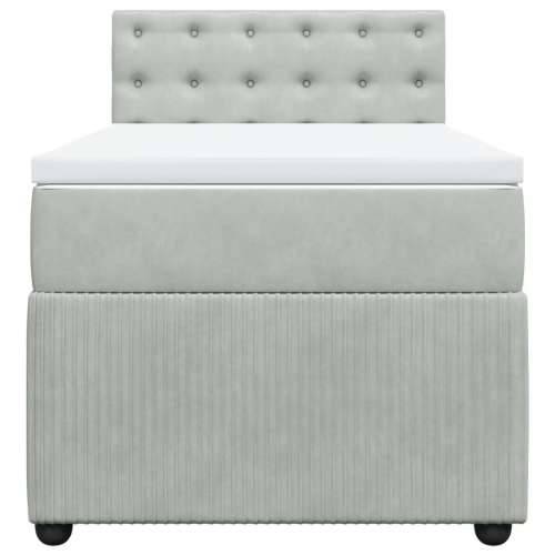 Box spring krevet s madracem svjetlosivi 90x190 cm baršunasti - Svjetlosiva 90 x 200 cm gumbi Cijena