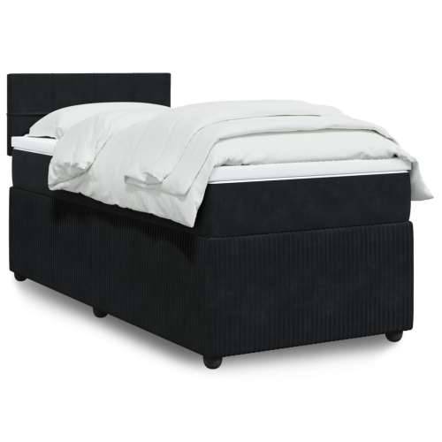 Box spring krevet s madracem crni 90x200 cm baršunasti - Crna 90 x 200 cm Blok s kvadratima Cijena