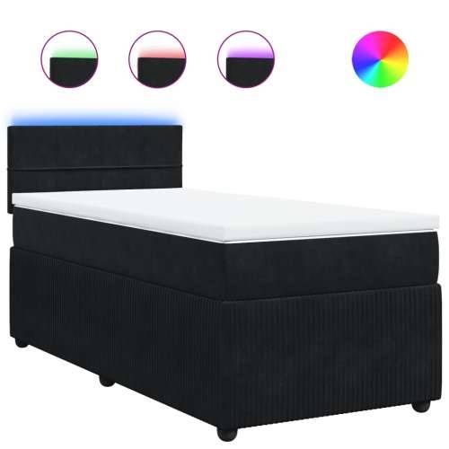 Box spring krevet s madracem crni 90x200 cm baršunasti - Crna 90 x 200 cm Blok s kvadratima Cijena