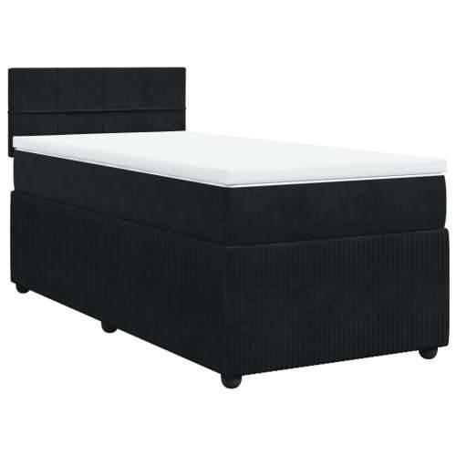 Box spring krevet s madracem crni 90x200 cm baršunasti - Crna 90 x 200 cm Blok s kvadratima Cijena