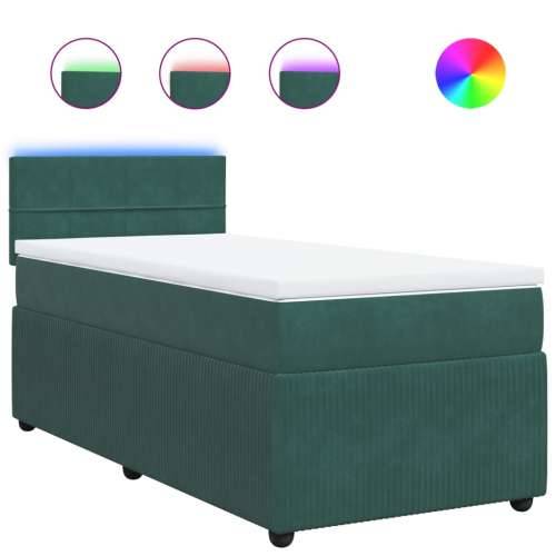 Box spring krevet s madracem tamnozeleni 100x200 cm baršunasti - Tamnozelena 100 x 200 cm Blok s kvadratima Cijena