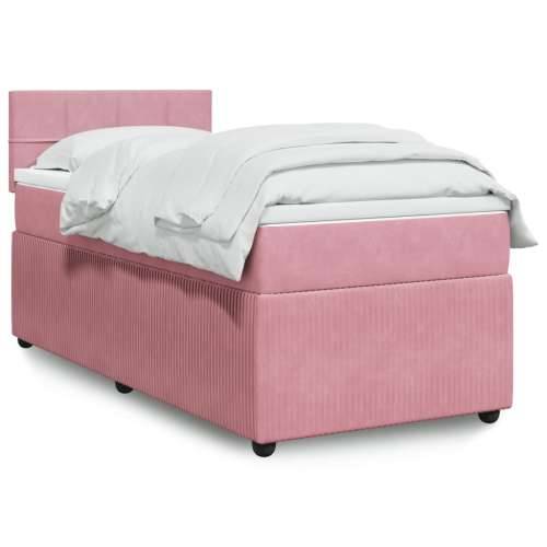 Box spring krevet s madracem ružičasti 100x200 cm baršunasti - Ružičasta 100 x 200 cm Blok s kvadratima Cijena