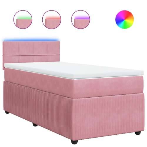 Box spring krevet s madracem ružičasti 100x200 cm baršunasti - Ružičasta 100 x 200 cm Blok s kvadratima Cijena