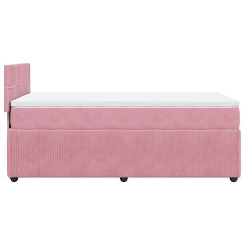 Box spring krevet s madracem ružičasti 100x200 cm baršunasti - Ružičasta 100 x 200 cm Blok s kvadratima Cijena