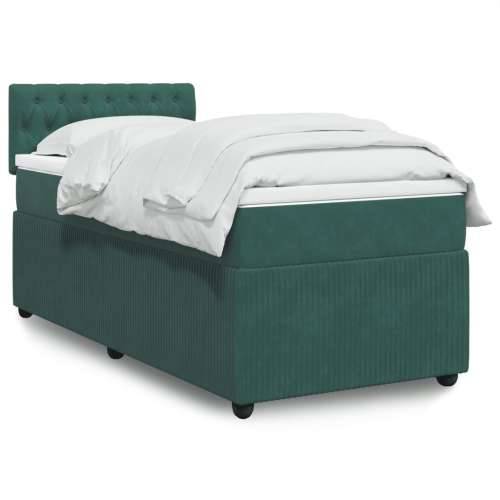 Box spring krevet s madracem tamnozeleni 100x200 cm baršunasti - Tamnozelena 100 x 200 cm Dizajn s gumbima Cijena