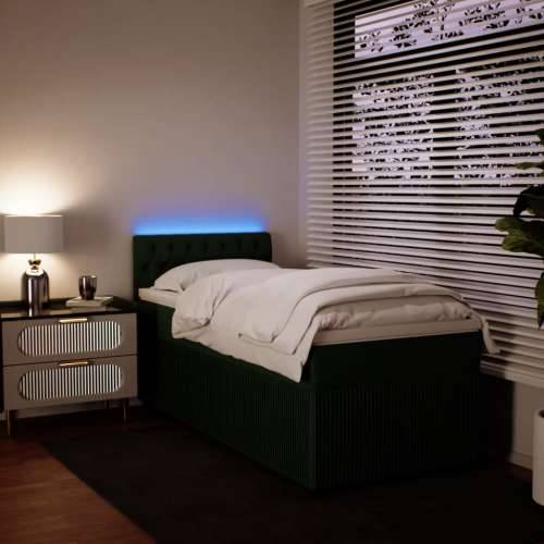 Box spring krevet s madracem tamnozeleni 100x200 cm baršunasti - Tamnozelena 100 x 200 cm Dizajn s gumbima Cijena