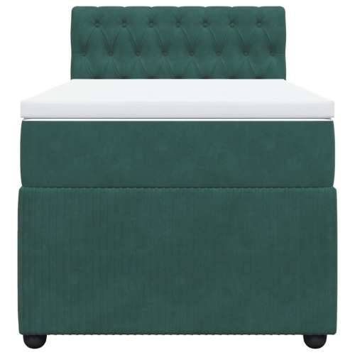 Box spring krevet s madracem tamnozeleni 100x200 cm baršunasti - Tamnozelena 100 x 200 cm Dizajn s gumbima Cijena