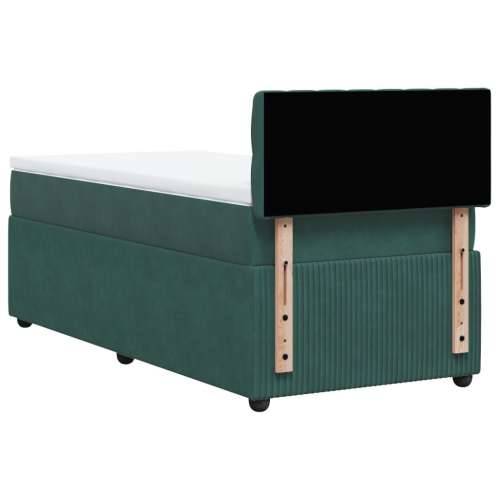 Box spring krevet s madracem tamnozeleni 100x200 cm baršunasti - Tamnozelena 100 x 200 cm Dizajn s gumbima Cijena