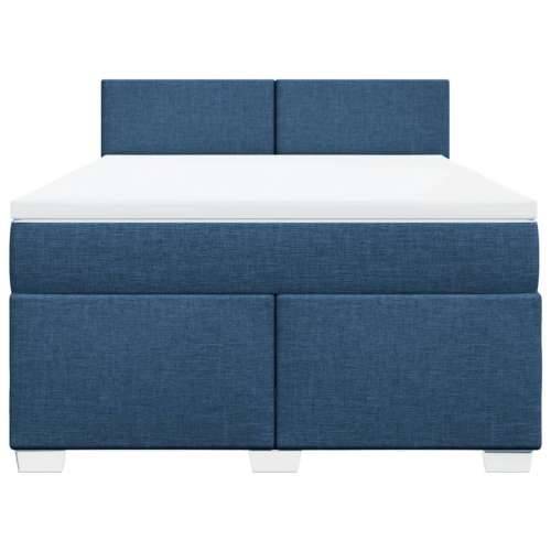 Krevet s oprugama i madracem plavi 140 x 190 cm od tkanine - Plava 140 x 190 cm Gladak dizajn Cijena