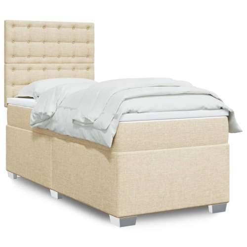 Krevet s oprugama i madracem krem 90 x 200 cm od tkanine - Krema 90 x 200 cm gumbi Cijena