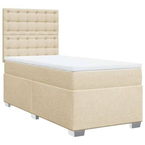 Krevet s oprugama i madracem krem 90 x 200 cm od tkanine - Krema 90 x 200 cm gumbi Cijena