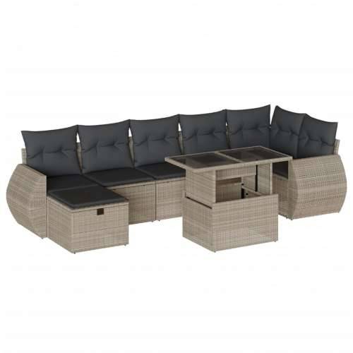 Vrtna garnitura - 8-dijelni set vrtnih sofa od poliratana s jastucima svjetlosivi - Svjetlosiva bez spremišta 1 Cijena