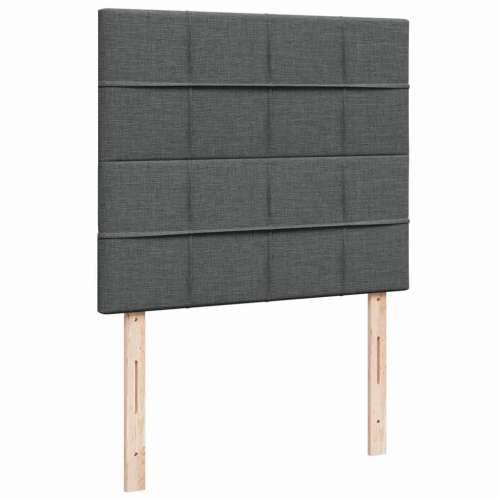 Krevet s oprugama i madracem tamnosivi 120 x 200 cm od tkanine - Tamno siva 120 x 200 cm Blok s kvadratima Cijena
