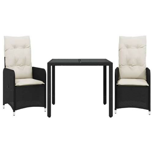 3-dijelni vrtni bistro set od poliratana s jastucima crni - 90 x 90 x 75 cm Bez naslona za noge 2 Cijena