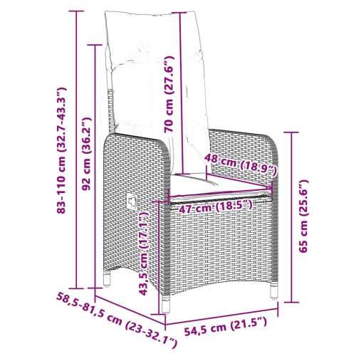 3-dijelni vrtni bistro set od poliratana s jastucima crni - 90 x 90 x 75 cm Bez naslona za noge 2 Cijena