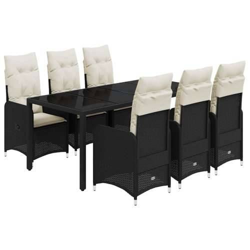 7-dijelni vrtni bistro set od poliratana s jastucima crni - 190 x 90 x 75 cm Bez naslona za noge 6 Cijena