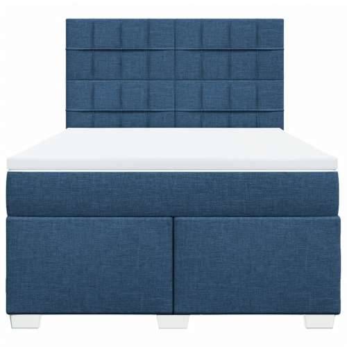 Krevet s oprugama i madracem plavi 140 x 190 cm od tkanine - Plava 140 x 190 cm Blok s kvadratima Cijena
