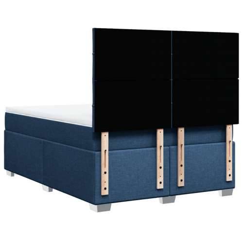 Krevet s oprugama i madracem plavi 140 x 190 cm od tkanine - Plava 140 x 190 cm Blok s kvadratima Cijena