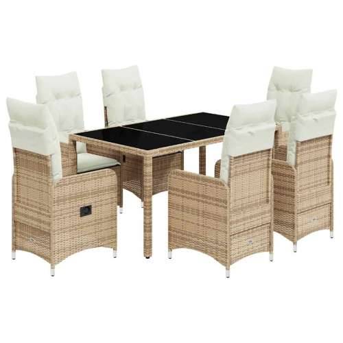 7-dijelni vrtni bistro set od poliratana s jastucima bež - 150 x 90 x 75 cm Bez naslona za noge 6 Cijena