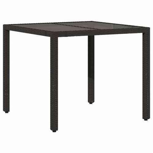 5-dijelni vrtni bistro set od poliratana s jastucima crni - 90 x 90 x 75 cm Stakl 4 Cijena